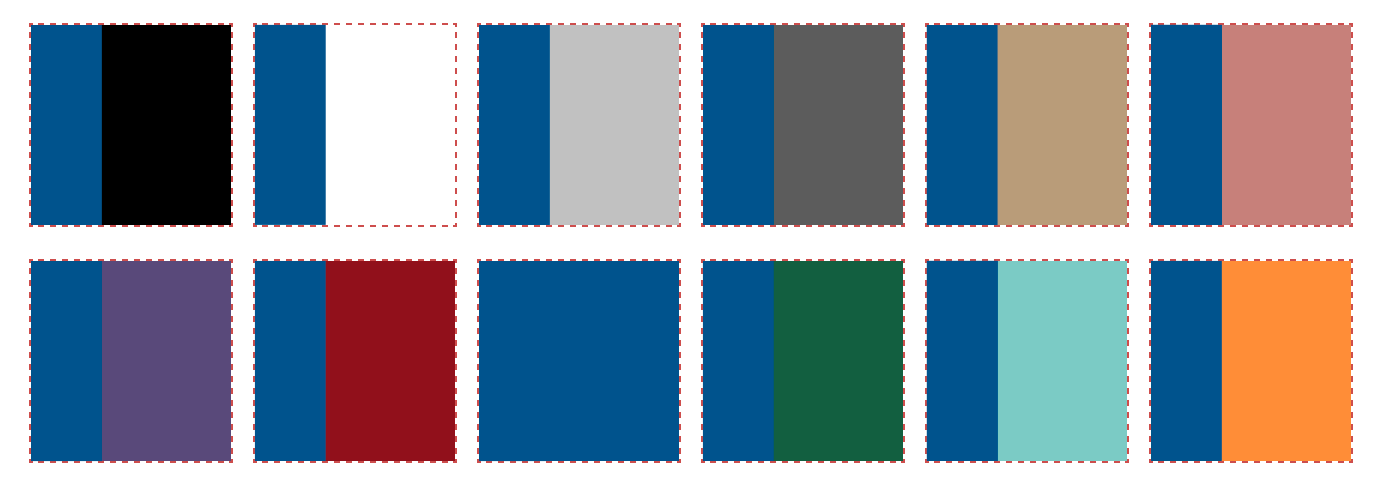 Original 12 Mister Icon colours with Blue Left Stripe